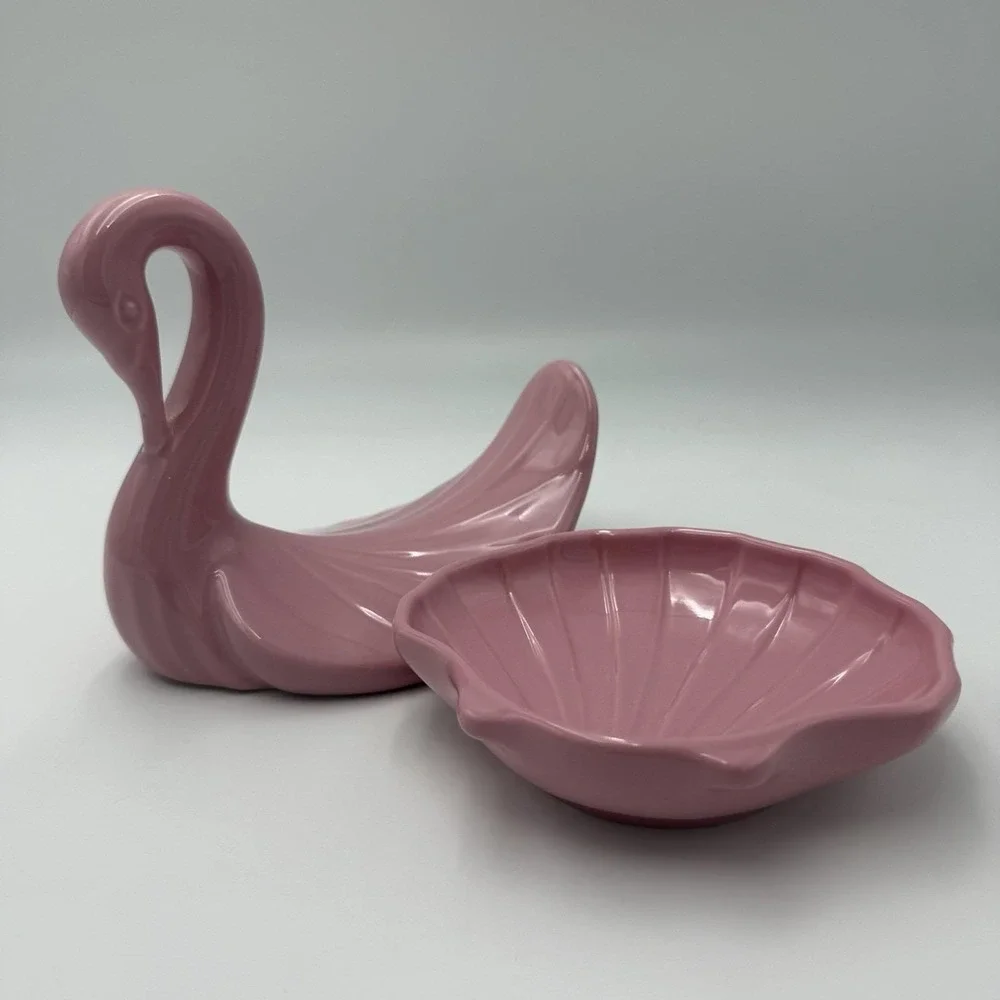 Vtg Pink Swan Towel Holder & Soap Dish Bathroom Décor 1980s Hollywood Regency